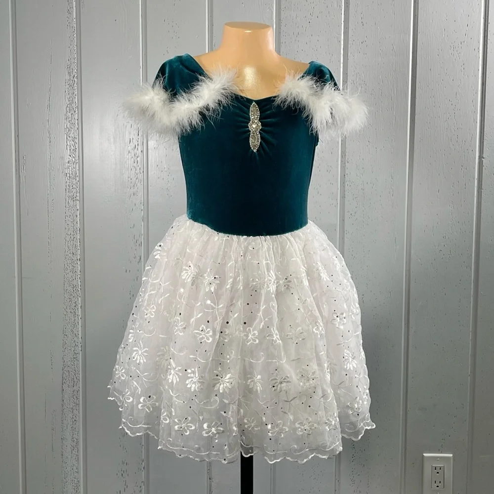 ***Revolution Dancewear Girl'sTeal Winter Dress Sz XLC